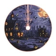 thumbnail image 1 of Xecao Mystery House Halloween Night Pattern Christmas Tree Skirt Round Xmas Tree Mat Base Cover for Holiday Home Decorations-30", 1 of 1