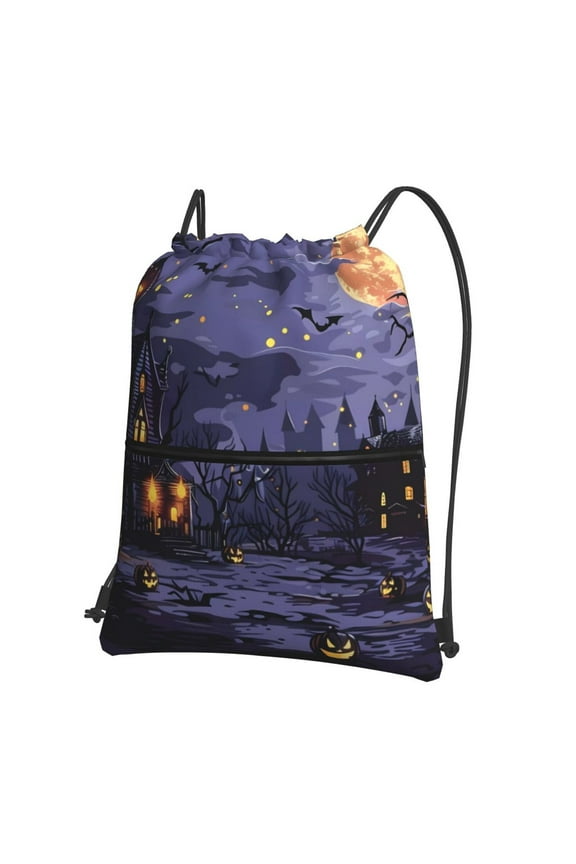 Mystery House Halloween Night for Drawstring Bags,Pull String Backpack Bags,String Bag Sackpack