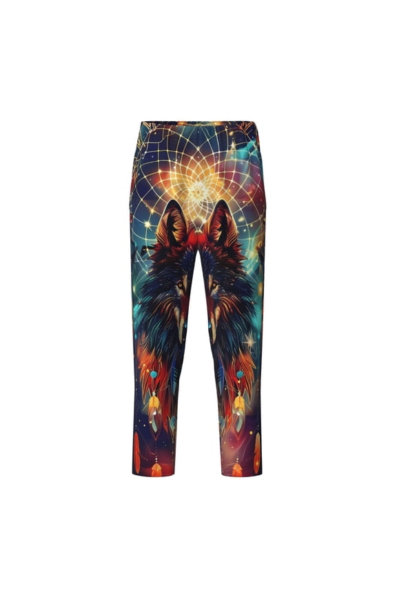 Mystic Wolf Dreamcatcher Print Teenagers' Pajama Pants Long Sleep Pants Soft Elastic Waist Pajama Bottoms Elastic waist with 2 Pockets 5-16 Years-Large
