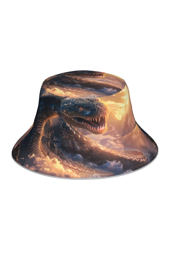 Mythical Serpent Mountain Sunrise Print Men and Women Night Reflective Hat Runner Cap Visor Bucket Hat Boonie Cap