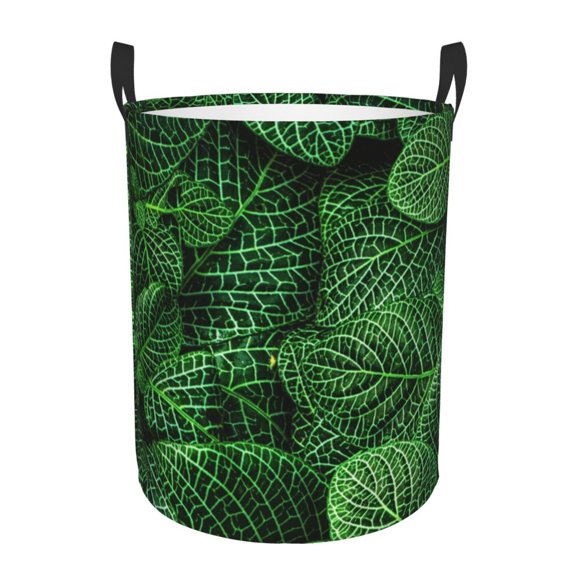 Xecao Natural Green Leaves Print Laundry Basket,Laundry Hamper Designed for Storage Dirty Clothes Hamper,Collapsible Laundry Baskets-Medium