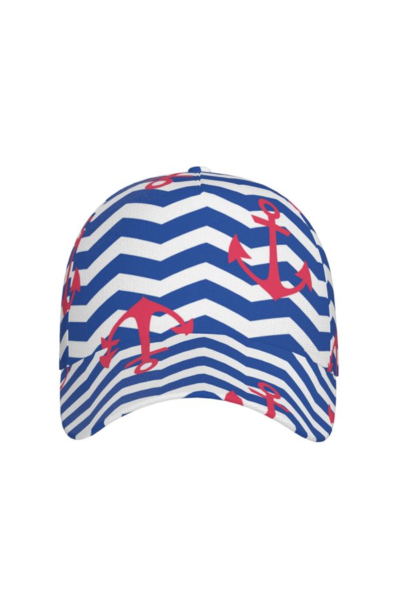 Nautical Anchors for Baseball Cap: Unisex, crafted from classic polyester twill fabric, featuring a soft unconstructed design
