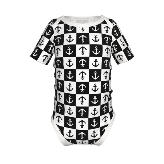 Xecao Nautical Anchors1 Pattern Baby Climbing Bodysuit Short Sleeve Onesie Unisex 0-12 Months Baby Shirt Newborn Outfits Crotch snap design-12 Months