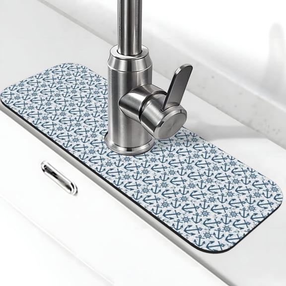 Xecao Nautical Theme Anchors for Kitchen Sink Splash Guard Faucet Mat , Faucet Guard & Draining mat, (15" X 5.5" )