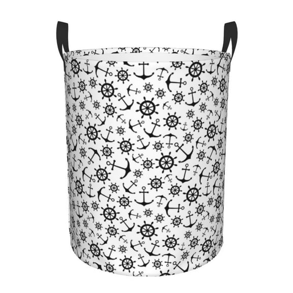 Xecao Nautical Themed Simple Anchors Print Laundry Hamper Basket,designed for Blanket Storage and Nursery Clothes in the Bedroom