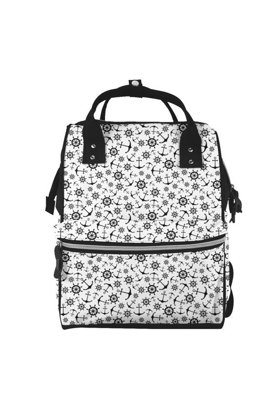Nautical Themed Simple Anchors print Large Capacity Nappy Bag is a multi-functional waterproof travel backpack, perfect as a nursing bag or mummy backpack for women