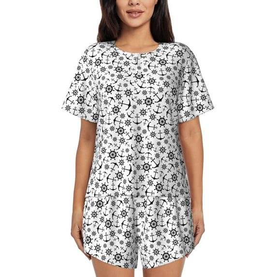 Xecao Nautical Themed Simple Anchors print Swimsuit for women, Summer-ready, sporty style.Quick-dry fabric. Many sizes & colors.