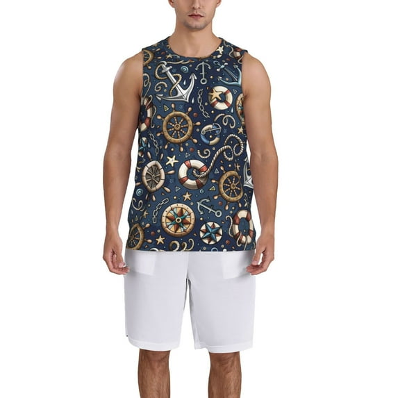 Xecao Nautical print basketball shirt for both men and women, a unisex basketball jersey perfect for theme parties-XX-Large