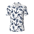 thumbnail image 1 of Xecao Navy Blue Anchors for Mens' Casual Short Sleeve Button-Down Polo Shirts for a Classic Golf Look, 1 of 9