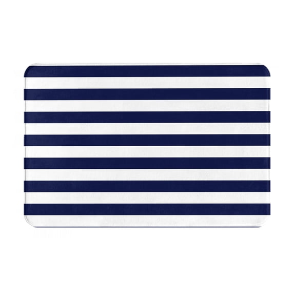 Xecao Navy Blue And White Stripes Pattern Bald Eagle Print Flannel Mat: Non-Slip, 16x24in, Ideal for Kitchen, Bedroom, Bath & Living Room