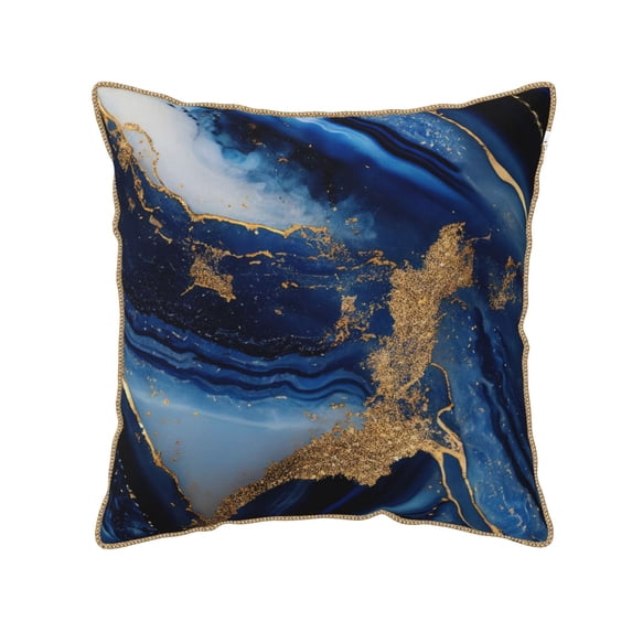 Xecao Navy Blue Marble Print Soft Velvet Decorative Throw Pillow Covers, Square Cushion Cases for Bed, Sofa, Living Room, Car, and Indoor Outdoor Use-18"x18"