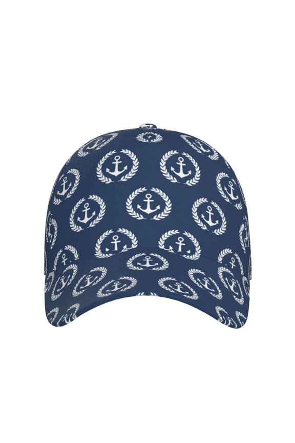 Navy Nautical for Baseball Cap: Unisex, crafted from classic polyester twill fabric, featuring a soft unconstructed design