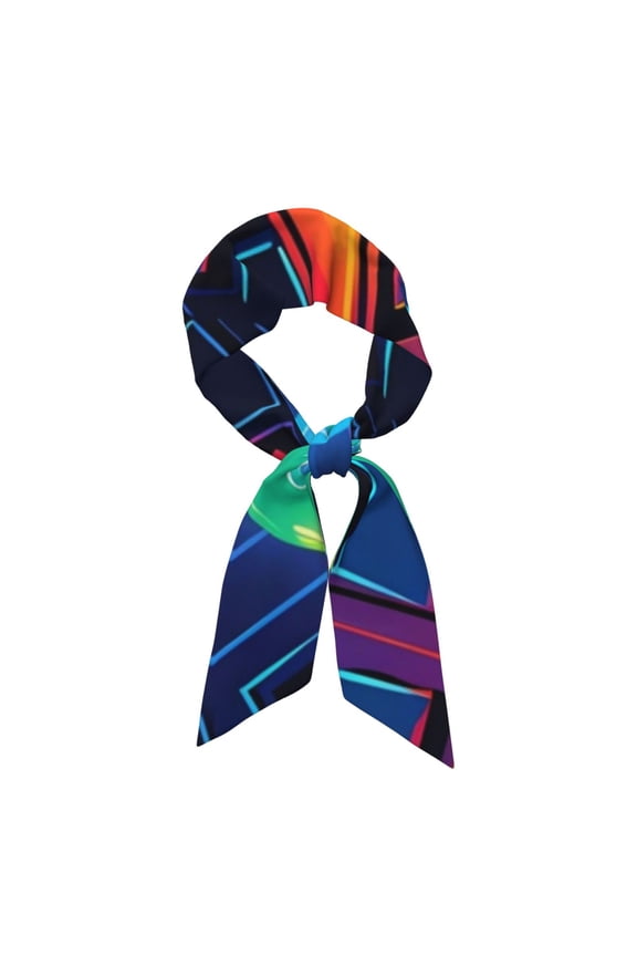 Neon City Map Pattern Large Satin Head Scarf - Satin Hair Scarves Silk Bandana Scarf Headscarf Silk Feeling Scarf for Women