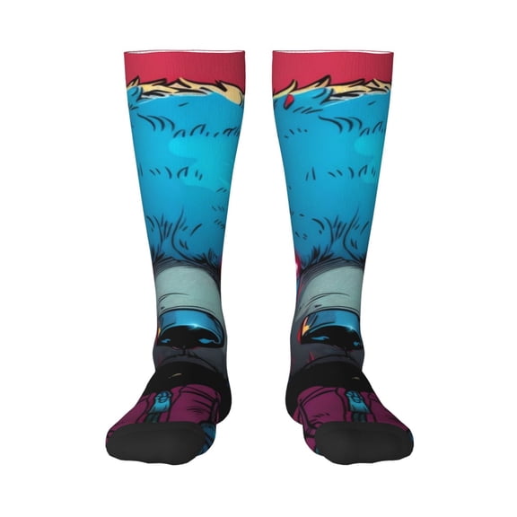 Xecao Neon Cyberpunk Blue Bear Print Compression Socks for Both Men And Women for Running, Travel, Flight, Nurse