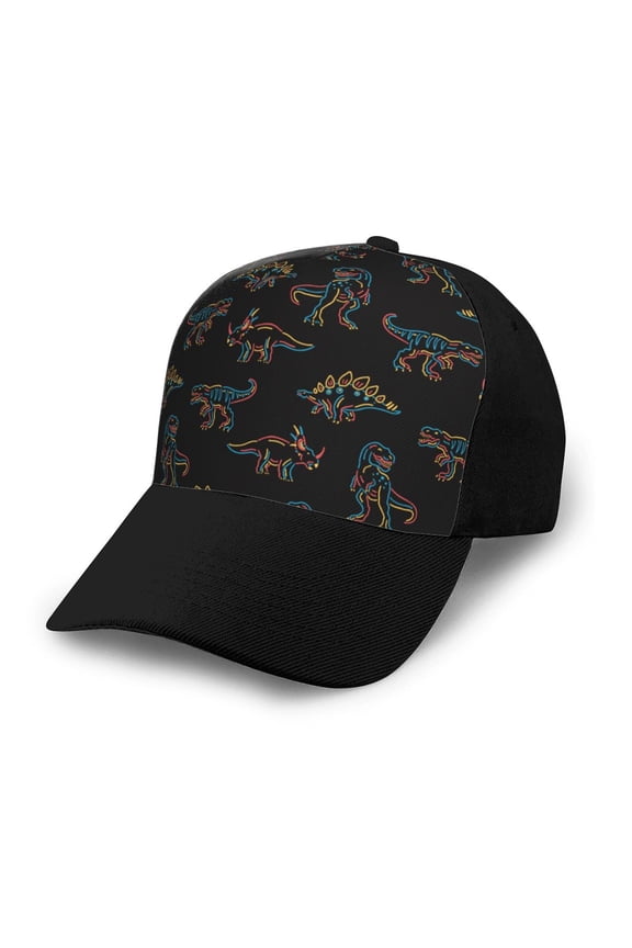Neon Dinosaur print unisex vintage washed baseball cap, a soft and adjustable hat perfect for any casual style.