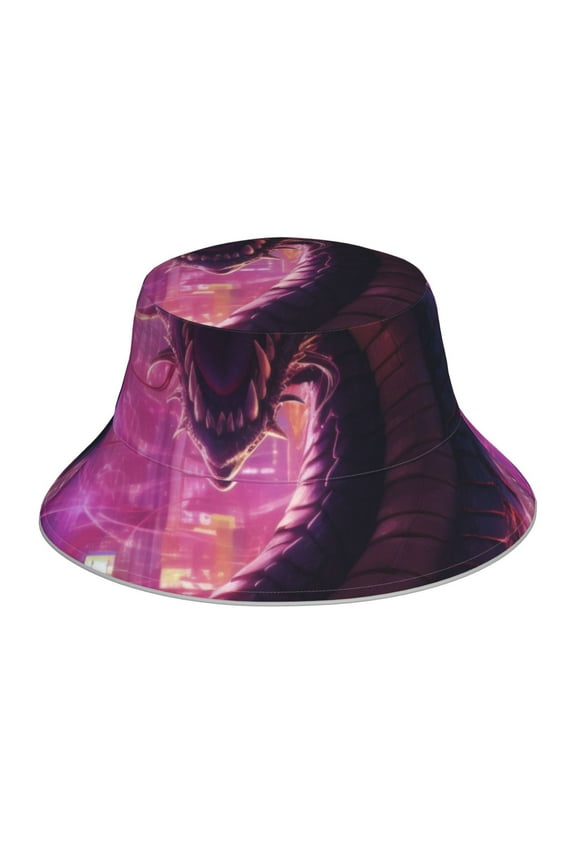 Neon Futuristic Dragon Print Men and Women Night Reflective Hat Runner Cap Visor Bucket Hat Boonie Cap