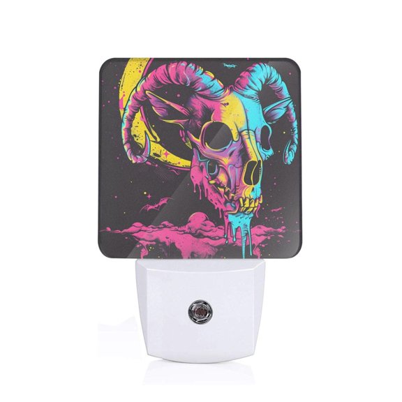 Xecao Neon Gothic Skull Moon for Night Light - a Wall-mounted LED Fixture with A Dusk-to-dawn Sensor, Ideal for Bedrooms, Bathrooms, Hallways, and Kitchens-UK