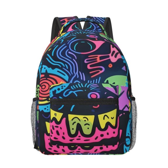 Xecao Neon Graffiti Urban Art Print Casual Backpack: A Computer Backpack Ideal for Men and Women, Perfect for College, School, or Daily Travels-One Size