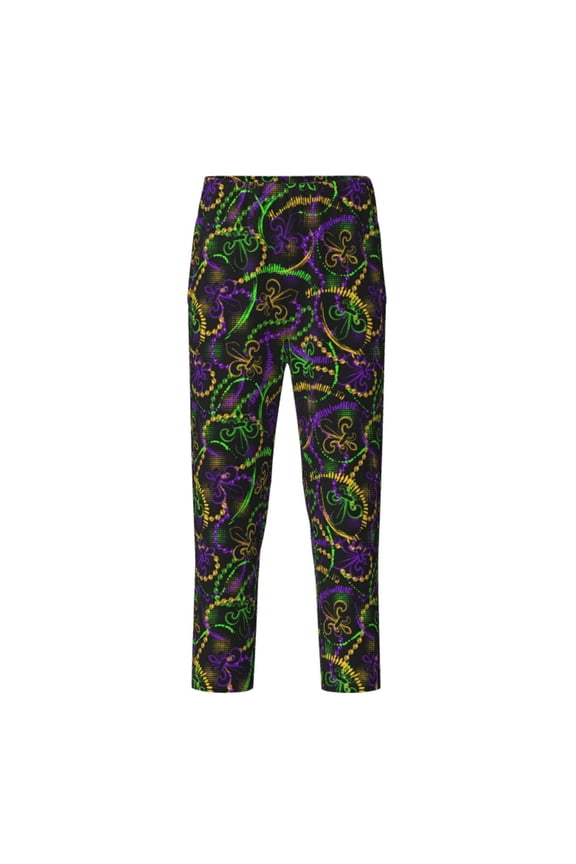 Neon Mardi Gras Print Teenagers' Pajama Pants Long Sleep Pants Soft Elastic Waist Pajama Bottoms Elastic waist with 2 Pockets 5-16 Years-Medium