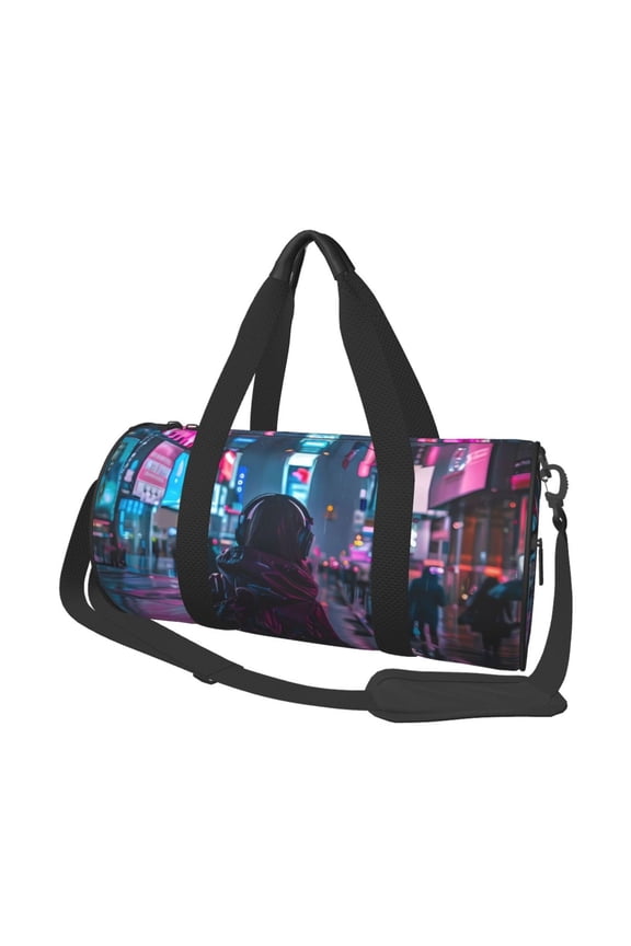 Neon Night Cityscape Print Travel Duffle Bag, Bag Carry On Tote Bags for Women, Travel Sport Gym Bag for Men, Hospital Bag for Labor and Delivery
