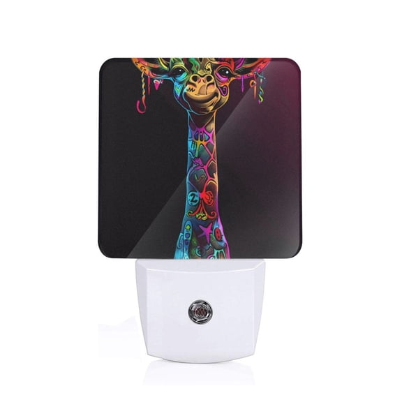 Xecao Neon Psychedelic Giraffe for Night Light - a Wall-mounted LED Fixture with A Dusk-to-dawn Sensor, Ideal for Bedrooms, Bathrooms, Hallways, and Kitchens-US