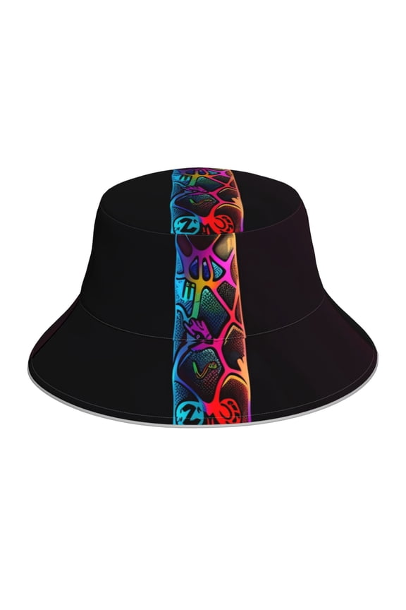 Neon Psychedelic Giraffe Print Men and Women Night Reflective Hat Runner Cap Visor Bucket Hat Boonie Cap