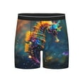 thumbnail image 1 of Xecao Neon Seahorse Underwater Realm Print Boxer Briefs for Men's Stretch Moisture-Wicking Underwear, Mid-Rise Classics breathable fabric, 1 of 7