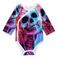 thumbnail image 1 of Xecao Neon Skull With Milkshake Print Baby unisex-baby Cotton Long-sleeve Bodysuits-3 Months, 1 of 6