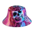 thumbnail image 1 of Xecao Neon Skull With Milkshake Print Men and Women Night Reflective Hat Runner Cap Visor Bucket Hat Boonie Cap, 1 of 6