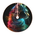 thumbnail image 1 of Xecao Neon Spectrum Cat Portrait Pattern Christmas Tree Skirt Round Xmas Tree Mat Base Cover for Holiday Home Decorations-36", 1 of 6