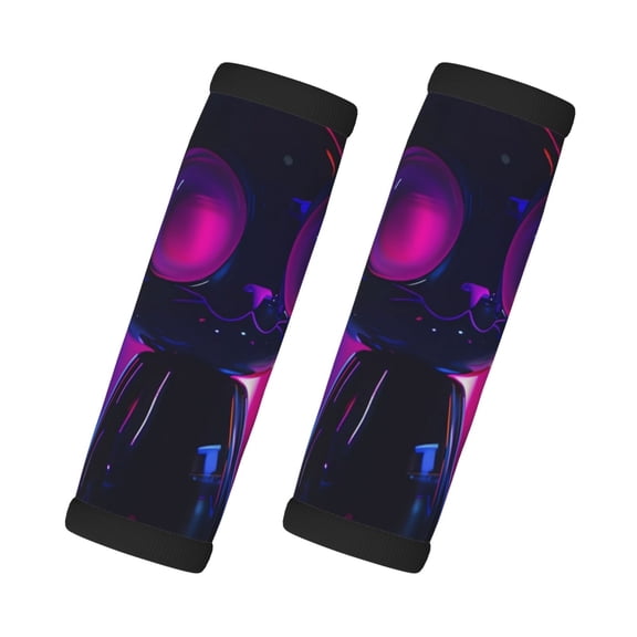 Xecao Neon Toy Cat Reflections Print 2 Pack Luggage Handles Wrap Grips Identifiers Bright Luggage Markers, Unique Travel Essentials,Bright Luggage Markers