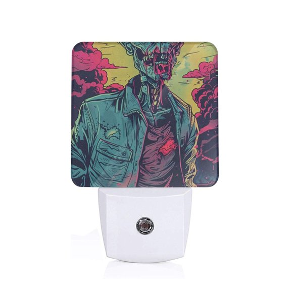 Xecao Neon Zombie Skull for Night Light - a Wall-mounted LED Fixture with A Dusk-to-dawn Sensor, Ideal for Bedrooms, Bathrooms, Hallways, and Kitchens-US