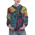 thumbnail image 1 of Xecao Neon Zombie Skull Pattern Hoodies for Women Sweatshirts Long Sleeve Sweatshirts Pullover Outfits with Pocket-Large, 1 of 7