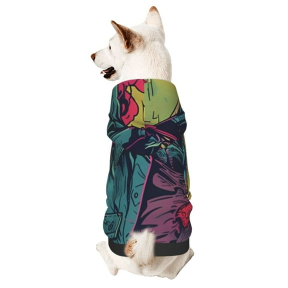 Xecao Neon Zombie Skull Pattern Sweatshirts Winter Pet Dog Hoodie Puppy Coat Dog Sweaters Dog Clothes with Hat Dog Clothes Costume Outfit,Small Pets Wear-