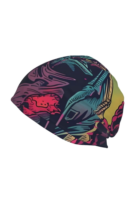 Neon Zombie Skull Print Knit Hat,Winter Beanie for Men Women, Beanie Soft Warm Ski Stocking Cuffed Cap
