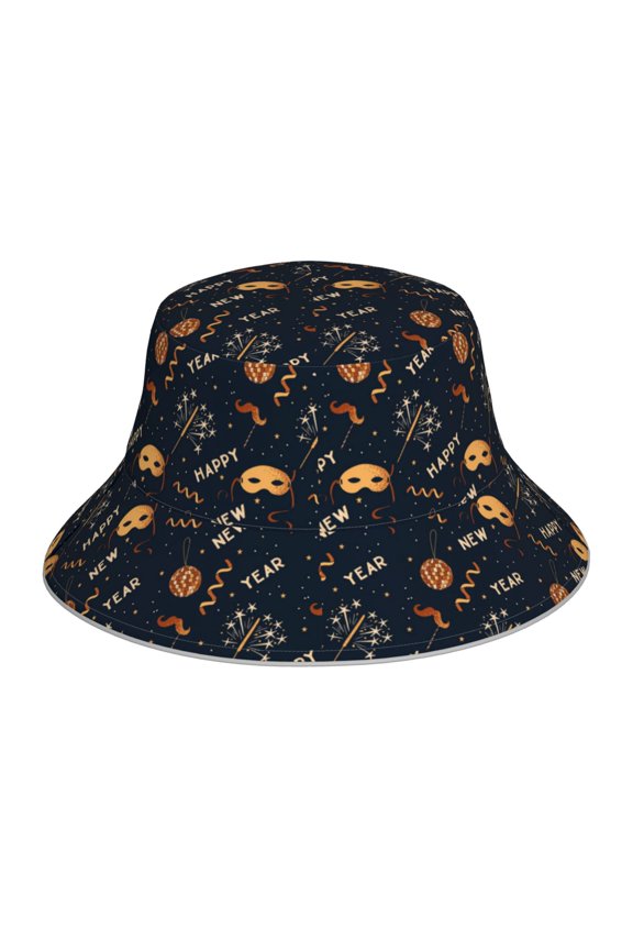 New Year Print Men and Women Night Reflective Hat Runner Cap Visor Bucket Hat Boonie Cap
