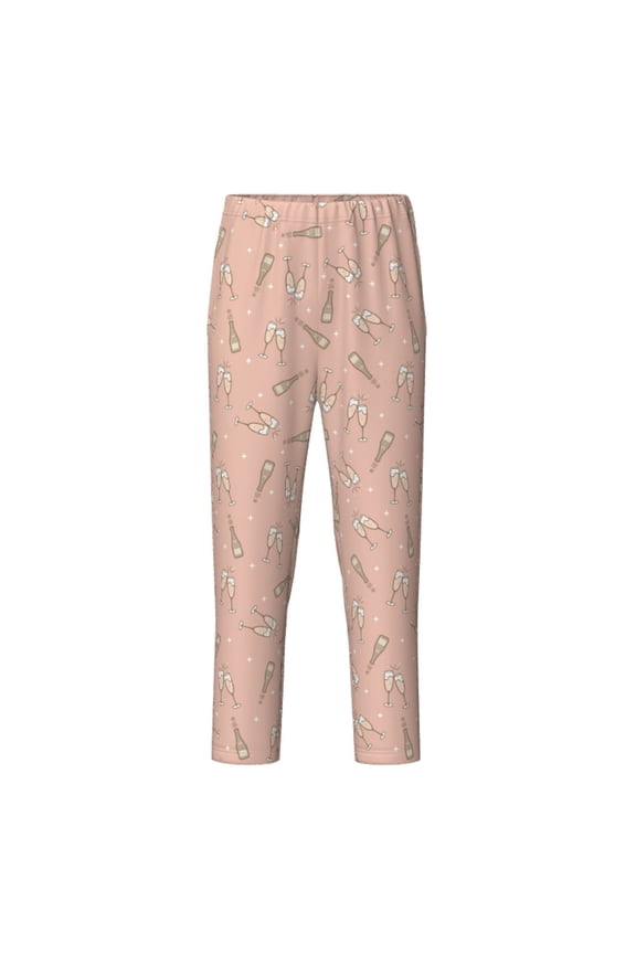 New Year'S Eve Party Print Teenagers' Pajama Pants Long Sleep Pants Soft Elastic Waist Pajama Bottoms Elastic waist with 2 Pockets 5-16 Years-Large