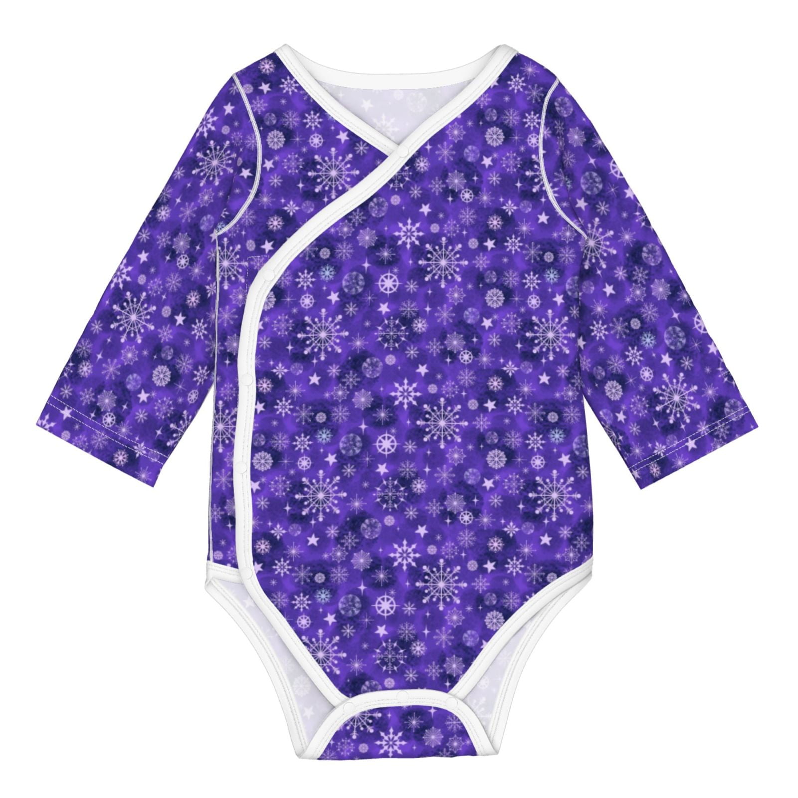 Xecao New Year Snowflakes Print Baby unisex-baby Cotton Long-sleeve Bodysuits-2 Years