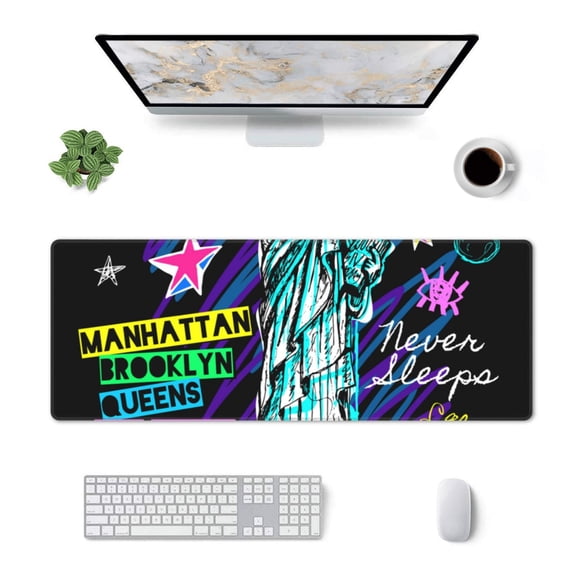Xecao New York City for Mouse Pad - Waterproof Extended Contour Mouse Mat, Large Gaming Mousepad Laptop Keyboard Mat with Non-Slip Rubber Base
