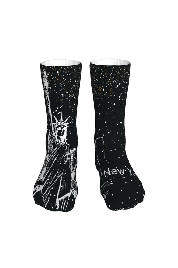 New York City1 Print Fashion No Heel Casual Crew Socks Cushioned Breathable for Men Women - Moisture wicking,Not easy to fade Suitable for daily