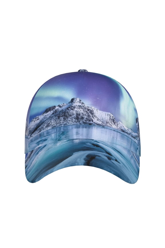 Night At Lake Aurora 1 for Baseball Cap: Unisex, crafted from classic polyester twill fabric, featuring a soft unconstructed design