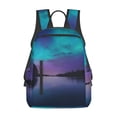 thumbnail image 1 of Xecao Night At Lake Aurora print Backpack For women men Aesthetic Lightweight Travel Daypack Simple Cute Backpack For Bookbag, 1 of 5