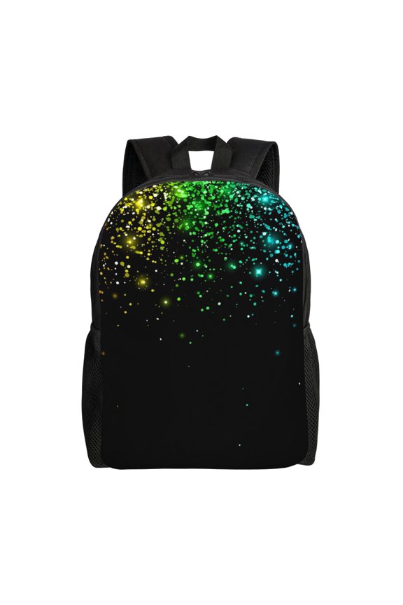 Night Rainbow Sparkles Print School Backpack with Laptop Compartment Small Travel Laptop Backpack for Women Men Waterproof College Backpack Simple School Bag
