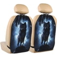 thumbnail image 1 of Xecao Night Scene of Wolves Pattern Car Seat Back Protector 2 Pack Large Capacity Pocket, Kick Mats Back Seat Protector, 1 of 8