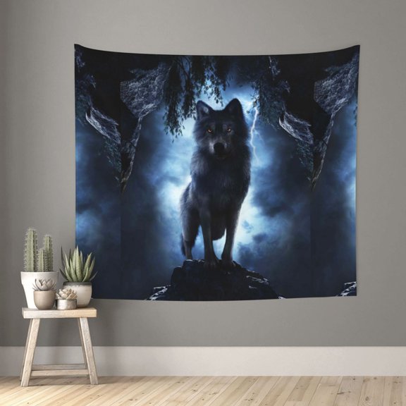 Xecao Night Scene of Wolves patten Tapestry 60x51 Inches Wall Hanging Poster Tapestry for Living Room Bedroom Home Decor