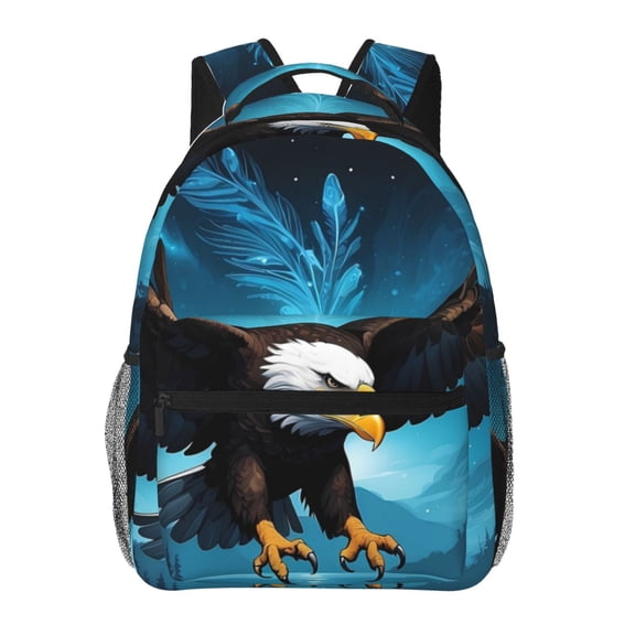 Xecao Night Sky Forest Bald Eagle Backpack, a stylish and functional choice for both men and women, is the perfect basic bookbag for college, work, or travel