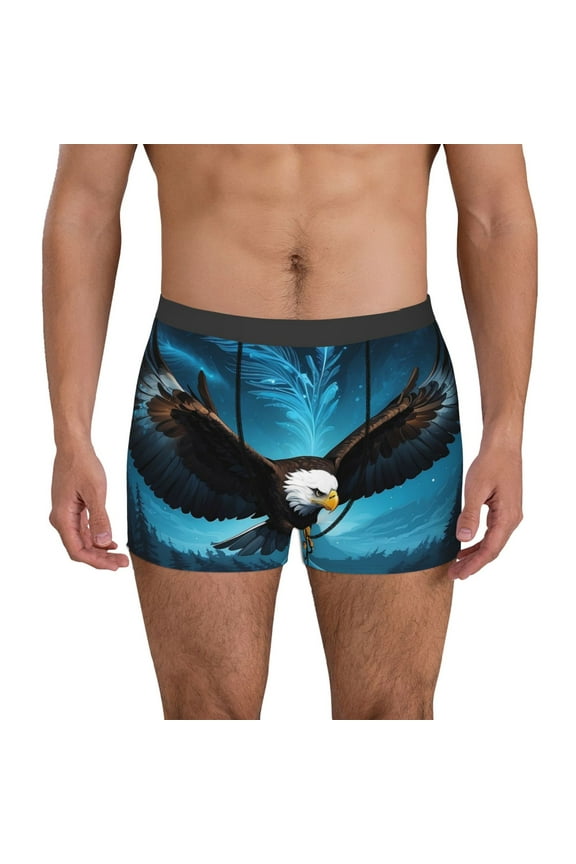 Night Sky Forest Bald Eagle Print Men's Underwear Boxer Briefs Pack - Your ComfortSoft, Moisture-Wicking, and Breathable Choice for Men's Underwear-Large