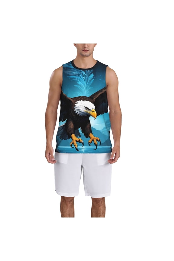 Night Sky Forest Bald Eagle print basketball shirt for both men and women, a unisex basketball jersey perfect for theme parties-4X-Large