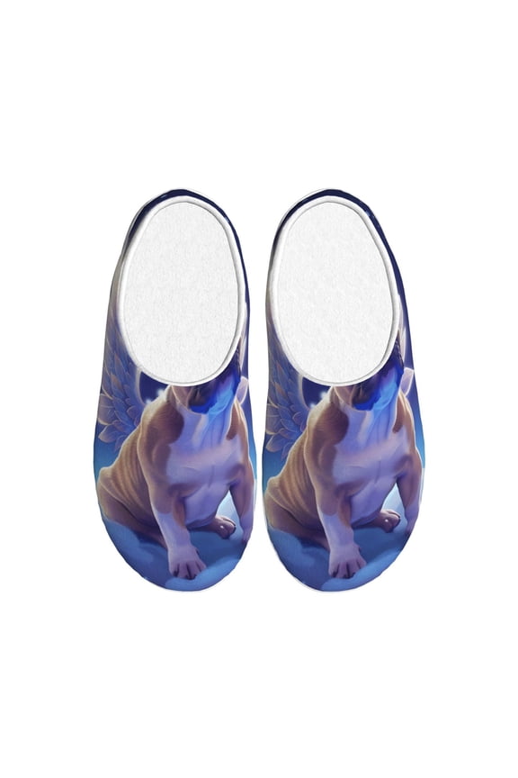 Night Sky Winged French Bulldog Print Cotton Slippers Fuzzy Warm Cozy Slippers Non Slip House Slippers For Indoor Outdoor Cotton Slippers House Slippers-39/40
