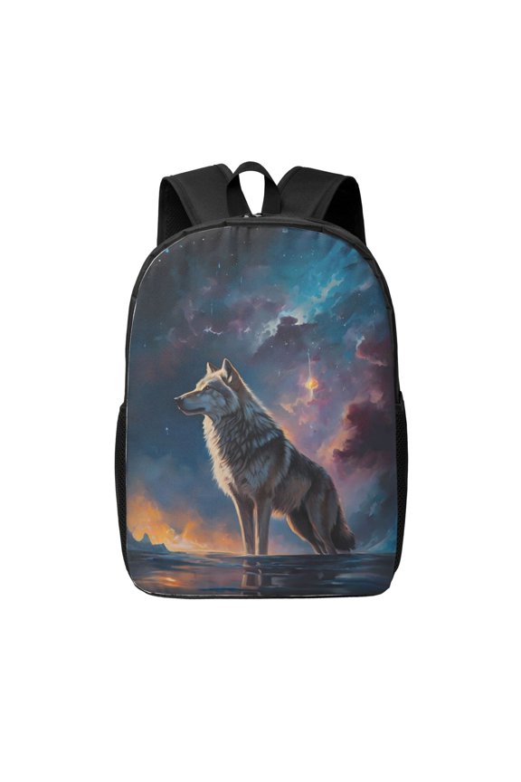 Night Sky Wolf print Travel Backpack, Large Computer Backpack for Men Women, College School Rucksack Book Bag